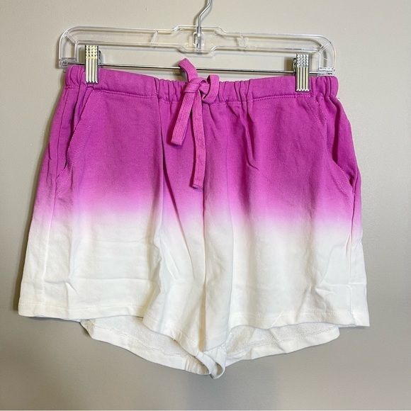 She + Sky Pink Ombre Lounge Shorts Size Medium New Cozy Cotton Pink White - Picture 1 of 4